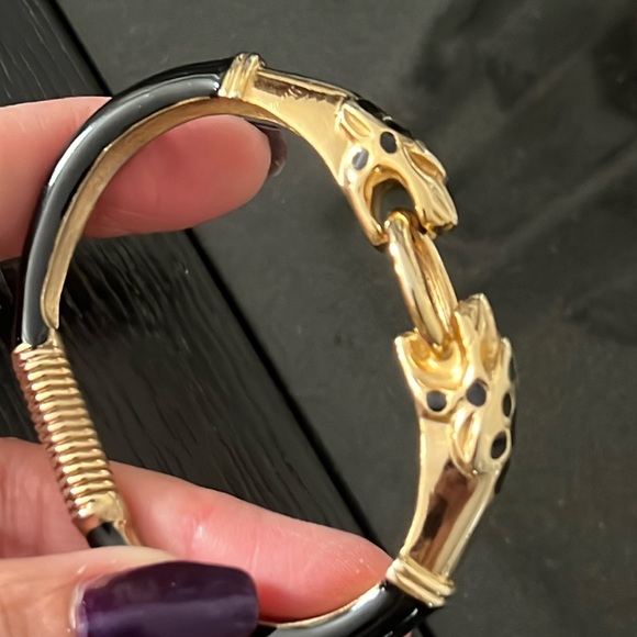 Ultra Rare DONALD STANNARD Gold/Black Enameled Leopard Bracelet Vintage - Picture 10 of 12
